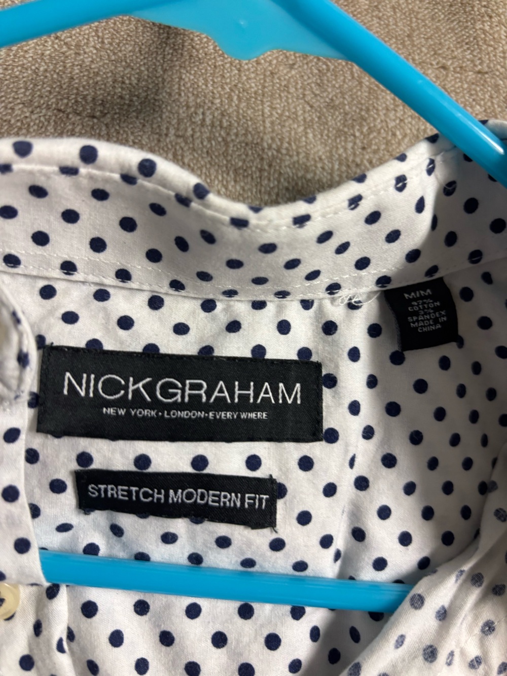 Nautica White Short-Sleeve Button-Down Shirt with Navy Polka Dots - Picture 3 of 3